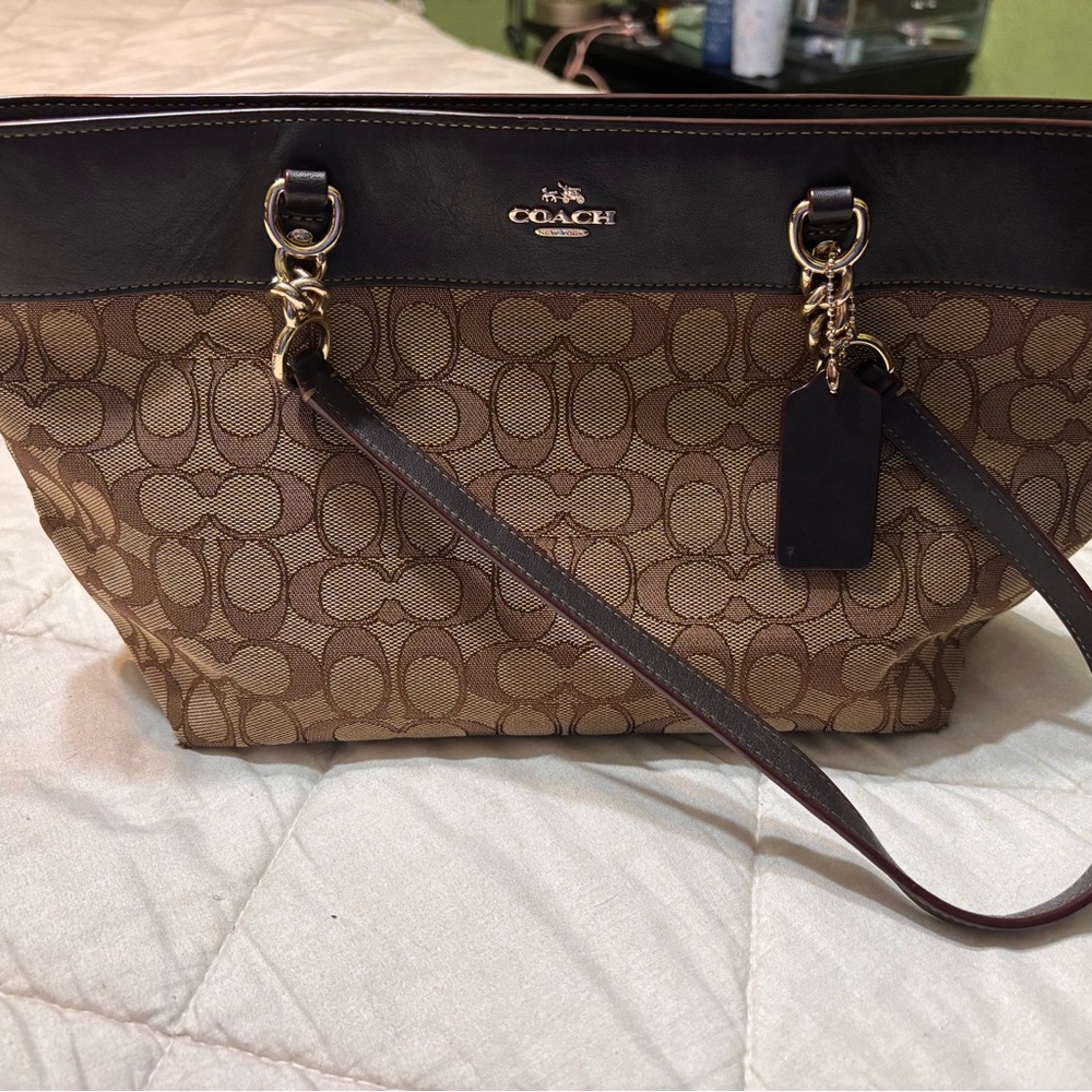 Coach Tan and Brown Signature Tote